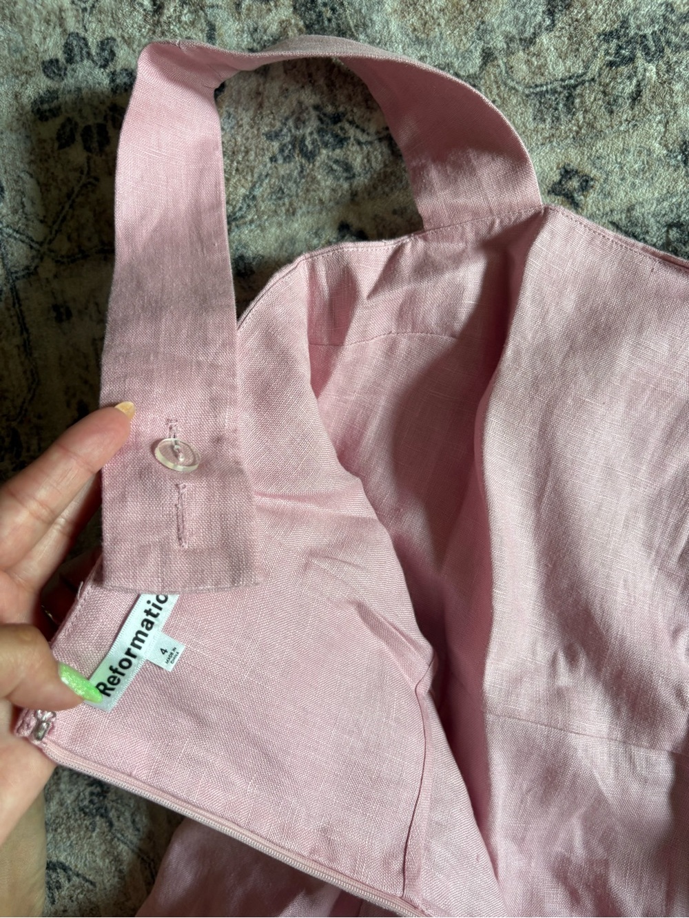 REFORMATION Kerrigan 100% Linen Light Pink Mini Dress size 4 - Picture 9 of 14